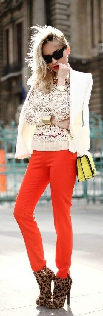 best Hot Red Pants Outfits Ideas