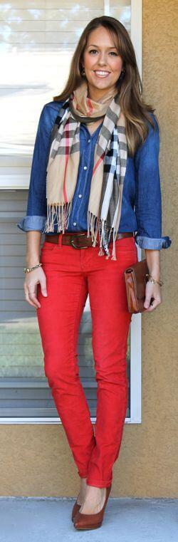 best Hot Red Pants Outfits Ideas