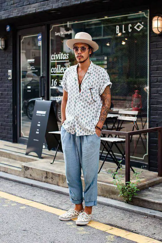 beige baggy jeans mens