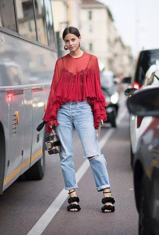 Blouse with Over Sized Ruffles