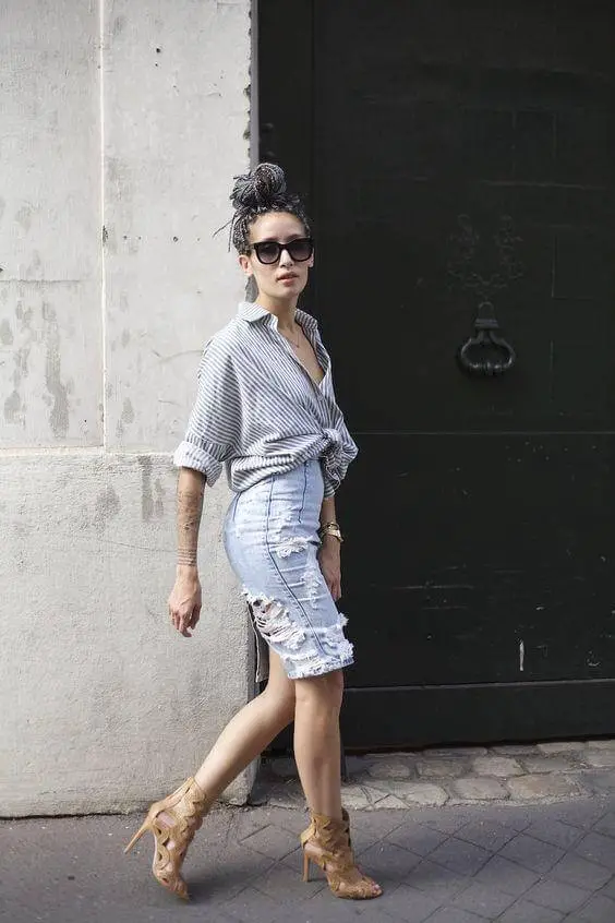 Denim Pencil Skirt