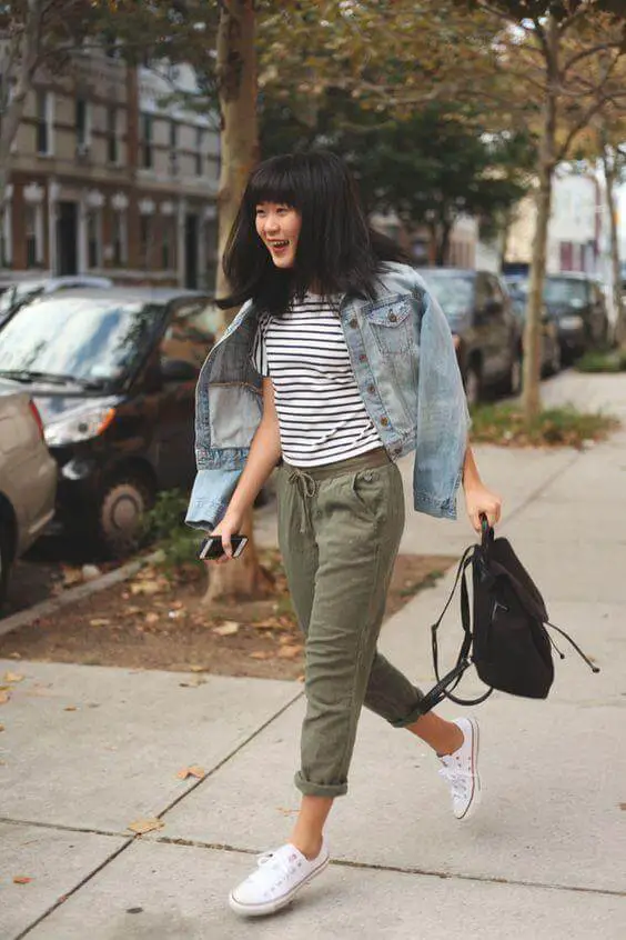 White Tee with Black Stripes