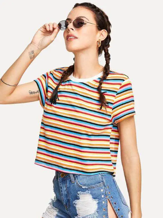 Multicolored striped Tee