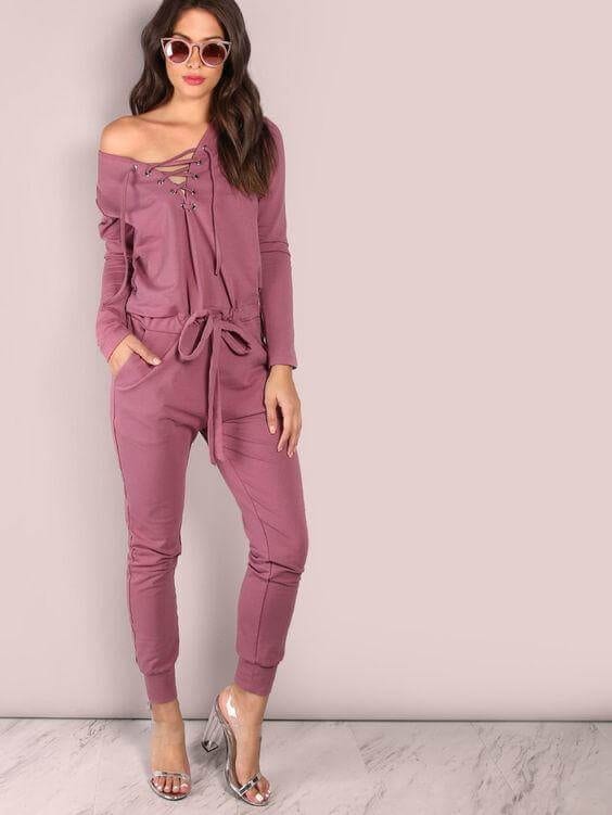 Lace-up Style Jumpsuit