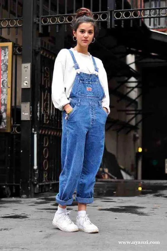 a girl with Overalls