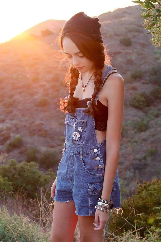 Bralette Underneath Overalls