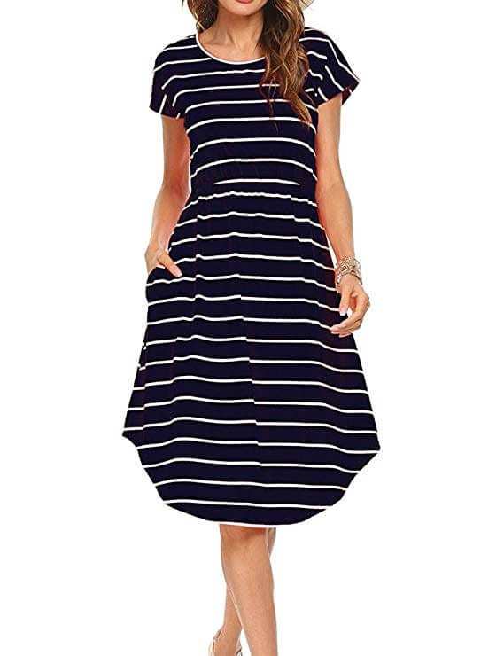 Striped Cotton Knee-length Dress