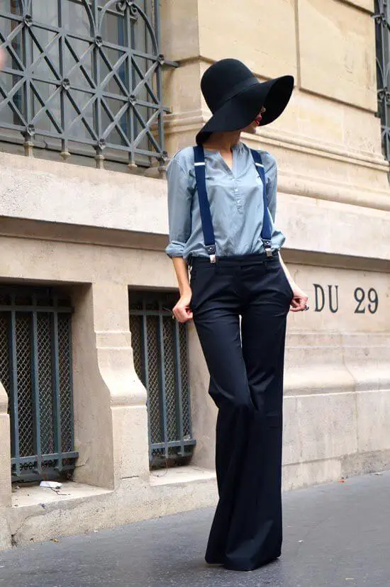 Suspender with Wide-legged Pants