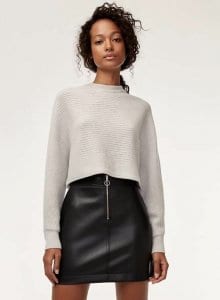 tops to wear with a black leather skirt