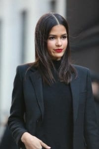 office woman with Red lipstick